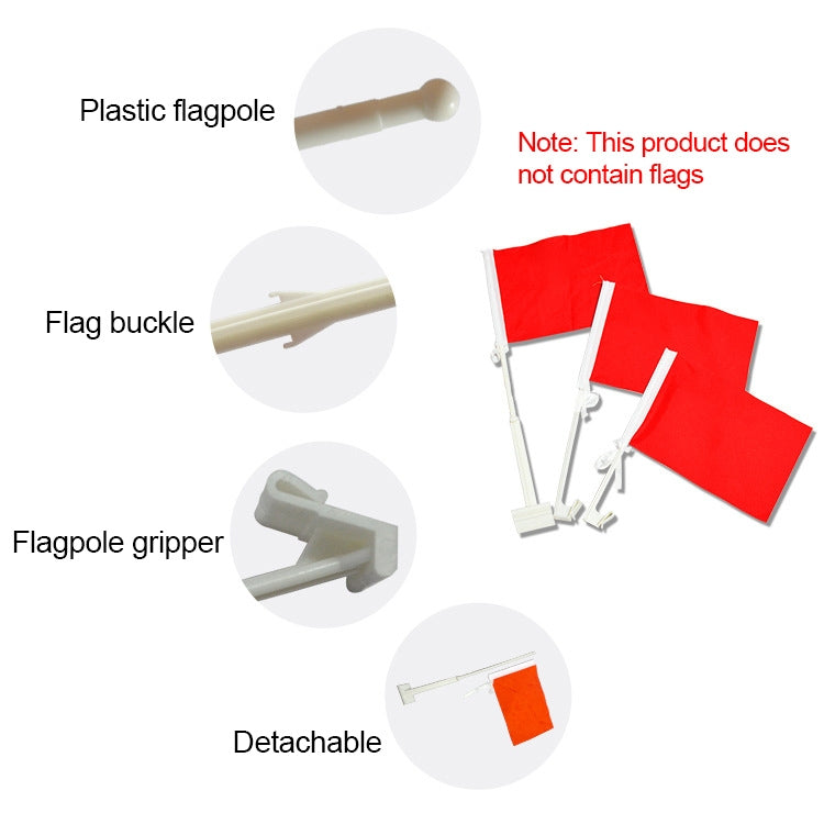 10 PCS 43cm Clip-type Car Window Plastic Flagpole, No Flag - Ornaments by buy2fix | Online Shopping UK | buy2fix