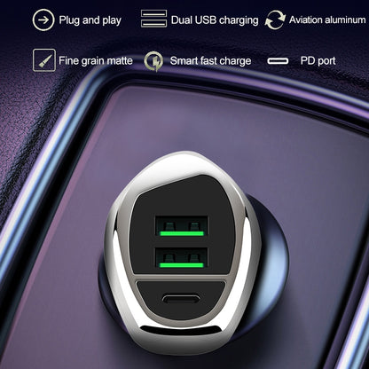 WLX-K1 QC3.0 Dual USB + Type-C Triple Car Charger (Gold) - Car Charger by buy2fix | Online Shopping UK | buy2fix