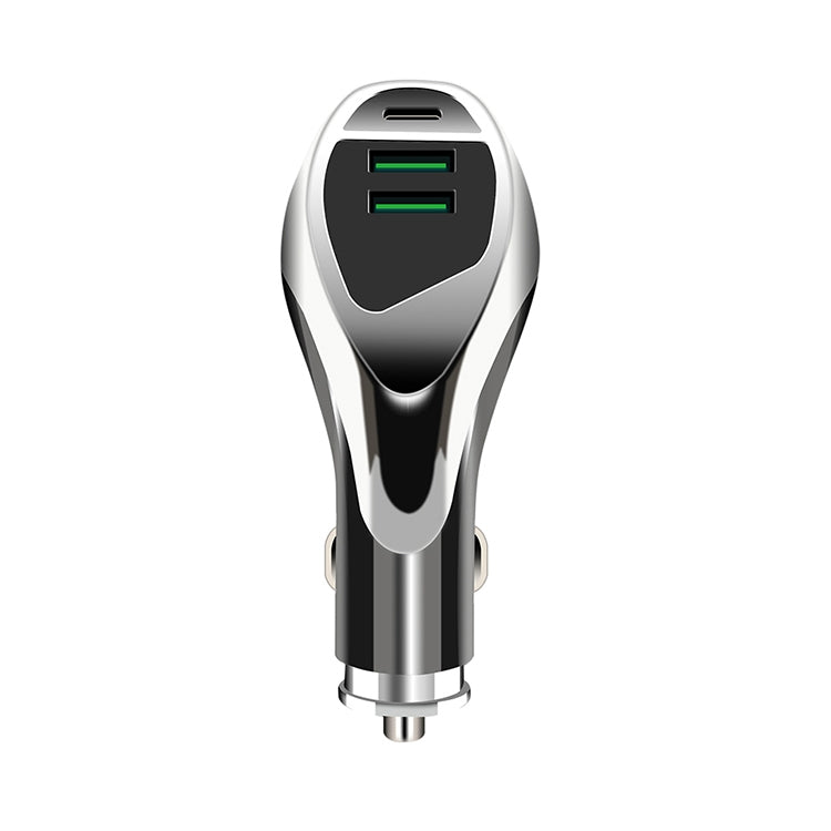 WLX-K1 QC3.0 Dual USB + Type-C Triple Car Charger (Silver) - Car Charger by buy2fix | Online Shopping UK | buy2fix