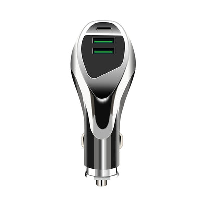 WLX-K1 QC3.0 Dual USB + Type-C Triple Car Charger (Silver) - Car Charger by buy2fix | Online Shopping UK | buy2fix