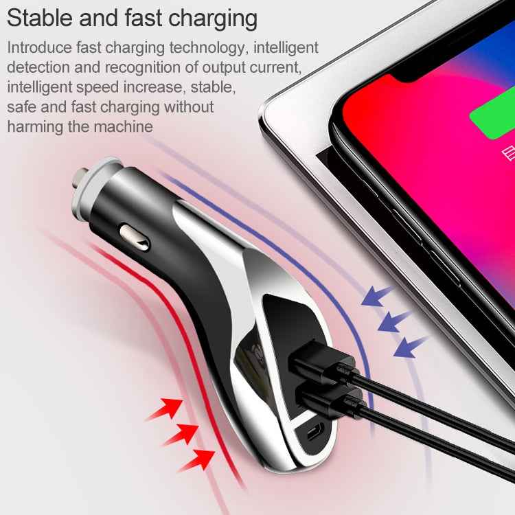 WLX-K1 QC3.0 Dual USB + Type-C Triple Car Charger (Silver) - Car Charger by buy2fix | Online Shopping UK | buy2fix