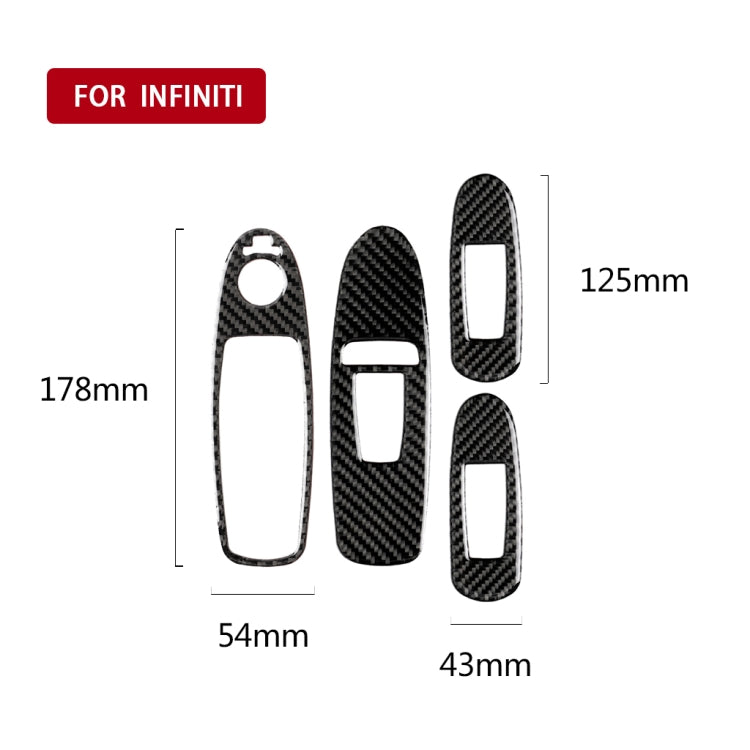 4 PCS Car Carbon Fiber Window Lift Panel Decorative Sticker for Infiniti Q50 2014-2020, Left Drive - Car Interior Mouldings by buy2fix | Online Shopping UK | buy2fix