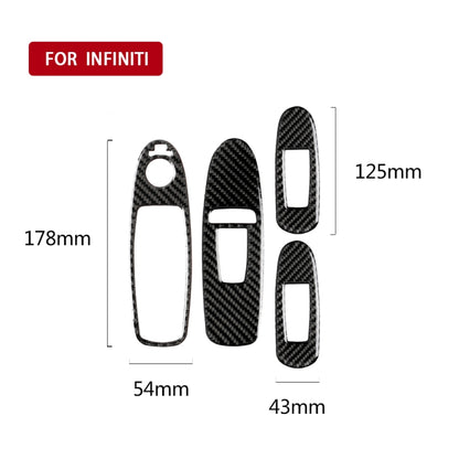 4 PCS Car Carbon Fiber Window Lift Panel Decorative Sticker for Infiniti Q50 2014-2020, Left Drive - Car Interior Mouldings by buy2fix | Online Shopping UK | buy2fix