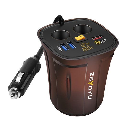 Universal Car QO3.0 Three Port USB Charger Power Outlet Adapter with LED Digital Voltmeter and Thermometer (Yellow Light) - Car Charger by buy2fix | Online Shopping UK | buy2fix