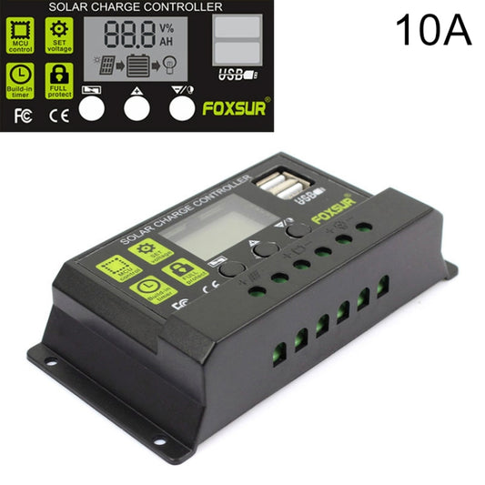 FOXSUR 10A Solar Charge Controller 12V / 24V Automatic Identification Controller - Others by buy2fix | Online Shopping UK | buy2fix