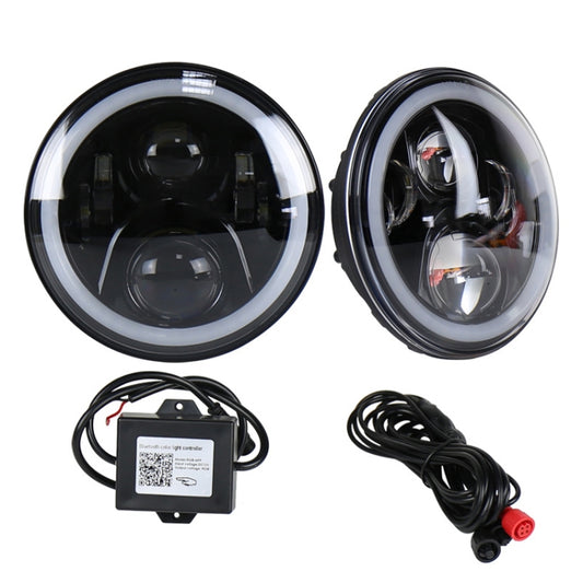 2 PCS 7 inch DC12V 6000K-6500K 50W Car LED Headlight Lamp Beads for Jeep Wrangler / Harley, Support APP + Bluetooth Control(Black) - Work Lights by buy2fix | Online Shopping UK | buy2fix
