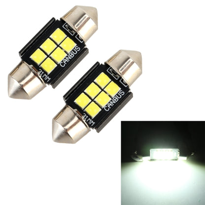 2 PCS 31mm DC12V / 2.5W / 6000K / 170LM 6LEDs SMD-3030 Car Reading Lamp Dome Light by buy2fix