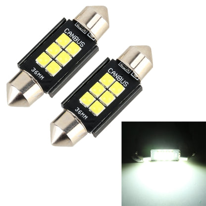 2 PCS 36mm DC12V / 2.5W / 6000K / 170LM 6LEDs SMD-3030 Car Reading Lamp Dome Light by buy2fix