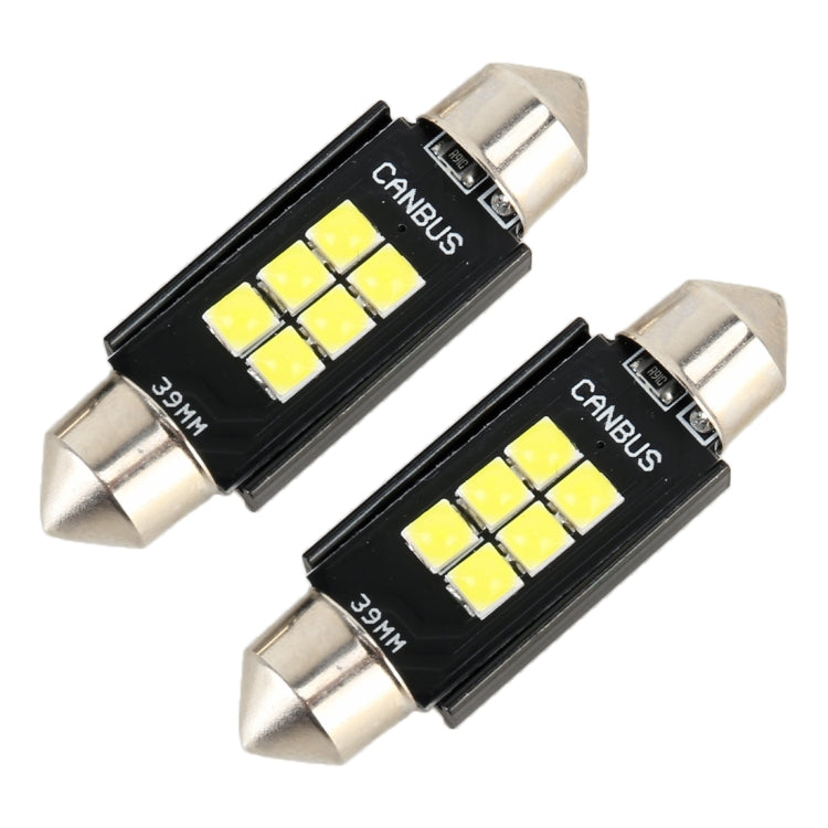 2 PCS 39mm DC12V / 2.5W / 6000K / 170LM 6LEDs SMD-3030 Car Reading Lamp Dome Light by buy2fix