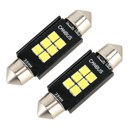 2 PCS 39mm DC12V / 2.5W / 6000K / 170LM 6LEDs SMD-3030 Car Reading Lamp Dome Light by buy2fix