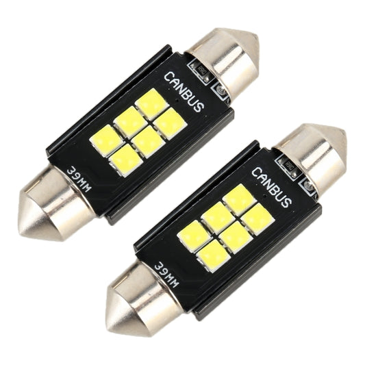 2 PCS 39mm DC12V / 2.5W / 6000K / 170LM 6LEDs SMD-3030 Car Reading Lamp Dome Light by buy2fix