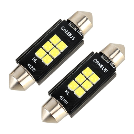2 PCS 41mm DC12V / 2.5W / 6000K / 170LM 6LEDs SMD-3030 Car Reading Lamp Dome Light by buy2fix