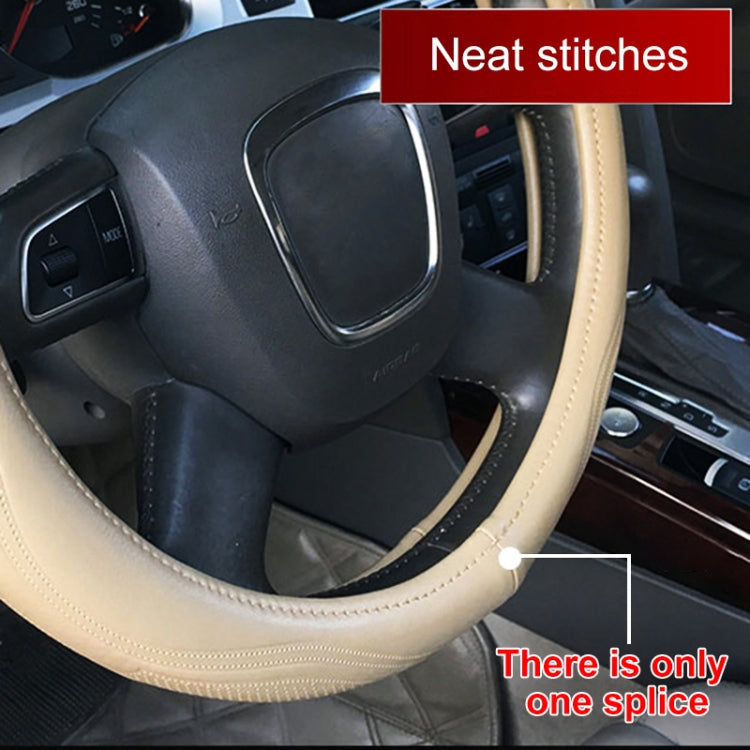Universal Car Genuine Leather Pinhole Steering Wheel Cover, Diameter: 38cm(Grey) by buy2fix