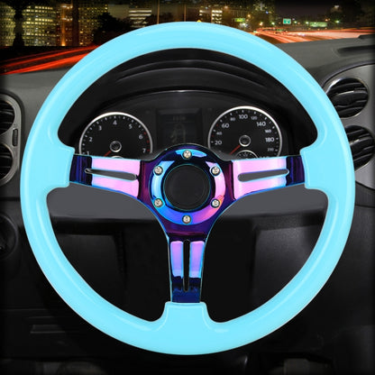 Car Colorful Modified Racing Sport Horn Button Steering Wheel, Diameter: 35cm(Sky Blue) by buy2fix