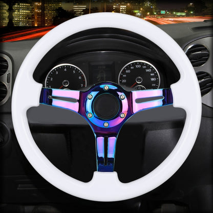 Car Colorful Modified Racing Sport Horn Button Steering Wheel, Diameter: 35cm(White) by buy2fix