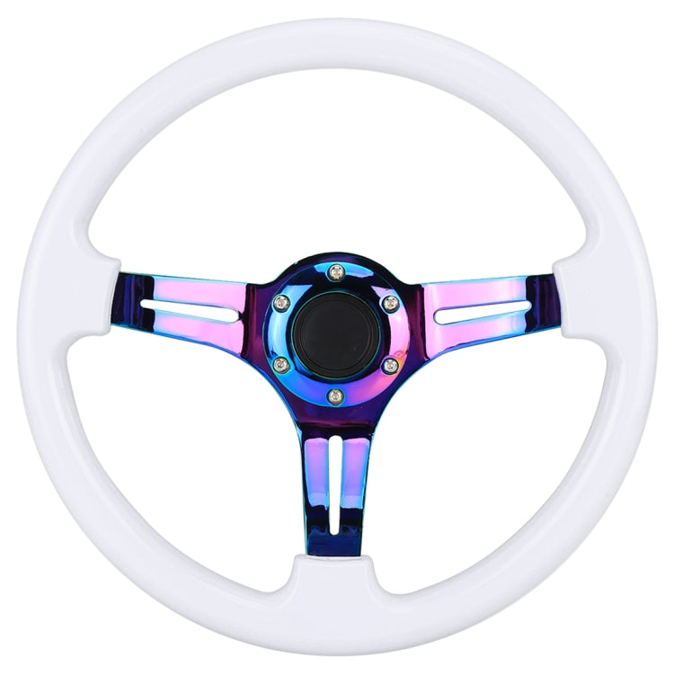 Car Colorful Modified Racing Sport Horn Button Steering Wheel, Diameter: 35cm(White) by buy2fix