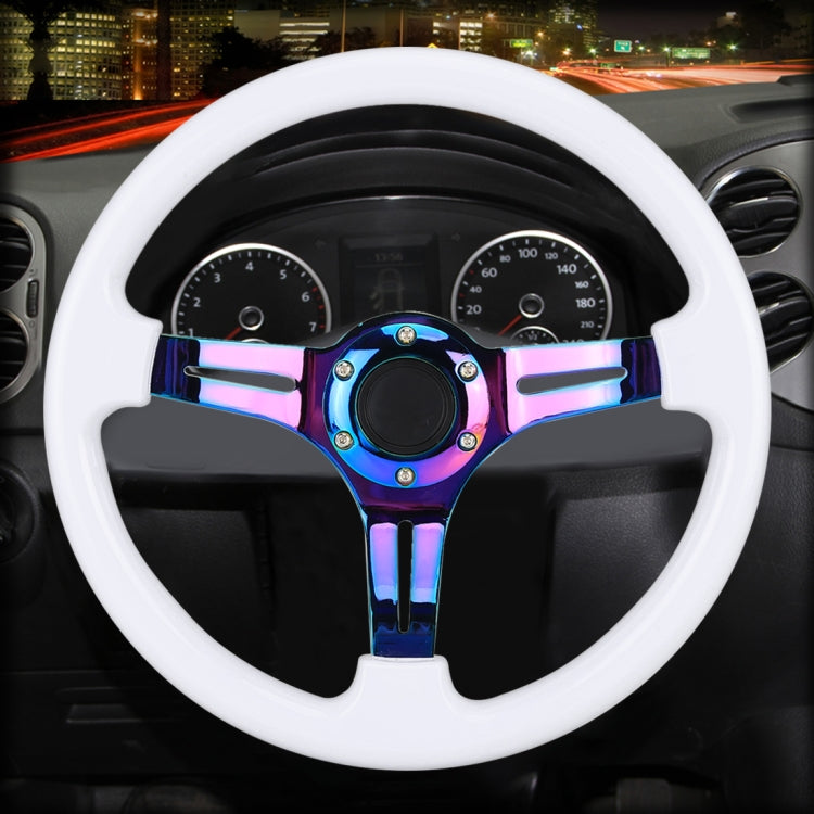 Car Colorful Modified Racing Sport Horn Button Steering Wheel, Diameter: 35cm(White) by buy2fix