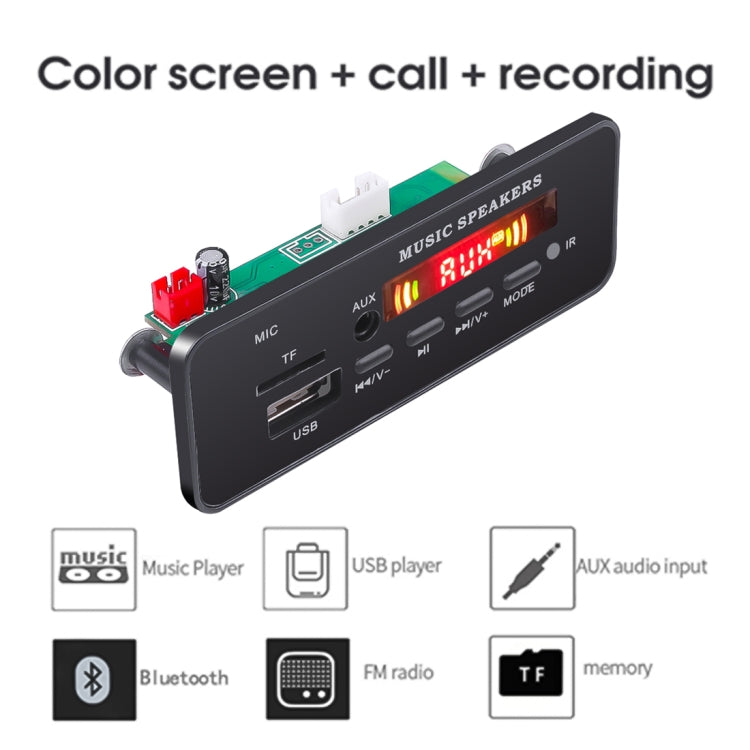 Car 12V 2x3W Audio MP3 Player Decoder Board FM Radio TF USB 3.5mm AUX, with Bluetooth & Recording Call Function & Remote Control by buy2fix