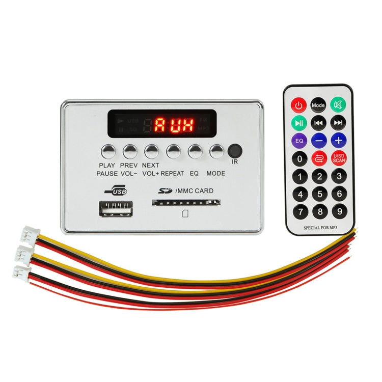 Car 5V Audio MP3 Player Decoder Board FM Radio SD Card USB AUX, with Bluetooth / Remote Control(Silver Grey) by buy2fix