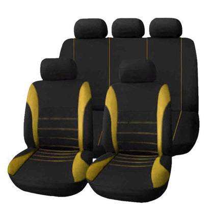 9 in 1 Universal Four Seasons Anti-Slippery Cushion Mat Set for 5 Seat Car, Style: Stitches (Yellow) by buy2fix
