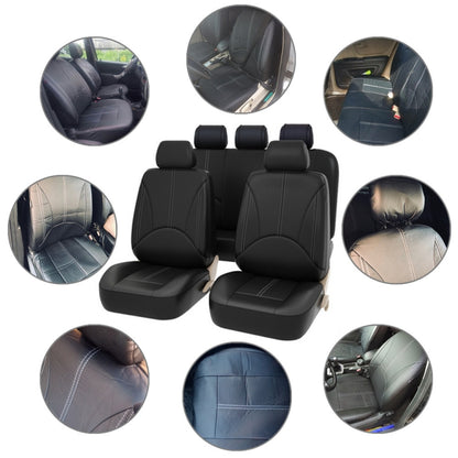 4 in 1 Universal PU Leather Four Seasons Anti-Slippery Front Seat Cover Cushion Mat Set for 2 Seat Car (Black) - Seat Accessories by buy2fix | Online Shopping UK | buy2fix