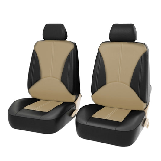 4 in 1 Universal PU Leather Four Seasons Anti-Slippery Front Seat Cover Cushion Mat Set for 2 Seat Car(Beige) - Seat Accessories by buy2fix | Online Shopping UK | buy2fix