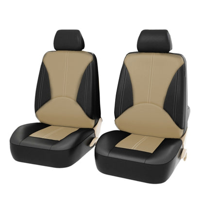 4 in 1 Universal PU Leather Four Seasons Anti-Slippery Front Seat Cover Cushion Mat Set for 2 Seat Car(Beige) - Seat Accessories by buy2fix | Online Shopping UK | buy2fix