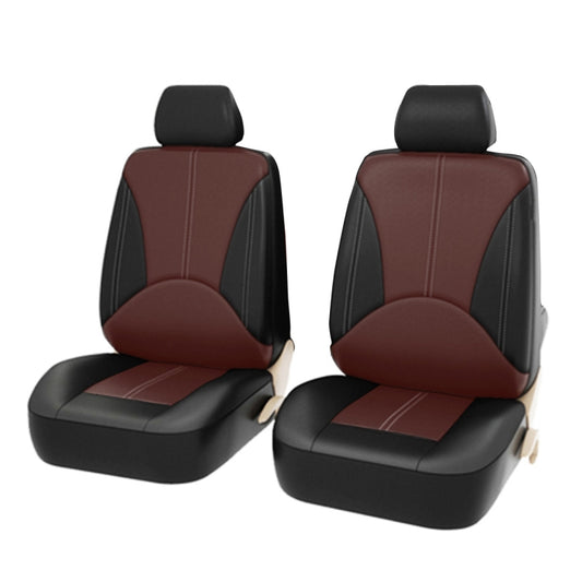 4 in 1 Universal PU Leather Four Seasons Anti-Slippery Front Seat Cover Cushion Mat Set for 2 Seat Car (Brown) - Seat Accessories by buy2fix | Online Shopping UK | buy2fix