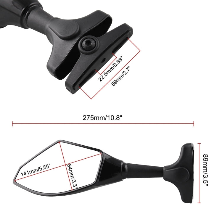 Motorcycle Modified Rear View Mirror Set with Light for Kawasaki (Carbon Fiber Black) - Side Mirrors by buy2fix | Online Shopping UK | buy2fix