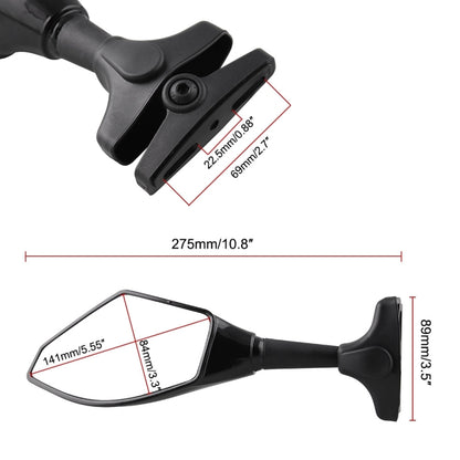 Motorcycle Modified Rear View Mirror Set with Light for Kawasaki (Carbon Fiber Black) - Side Mirrors by buy2fix | Online Shopping UK | buy2fix