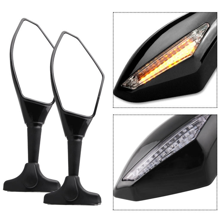 Motorcycle Modified Rear View Mirror Set with Light for Kawasaki (Carbon Fiber Black) - Side Mirrors by buy2fix | Online Shopping UK | buy2fix