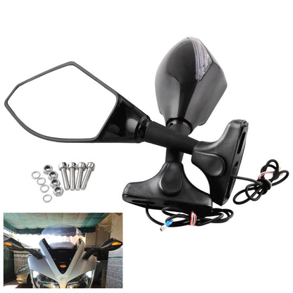 Motorcycle Modified Rear View Mirror Set with Light for Kawasaki (Carbon Fiber Black) - Side Mirrors by buy2fix | Online Shopping UK | buy2fix