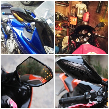 Motorcycle Modified Rear View Mirror Set with Light for Kawasaki (Carbon Fiber Black) - Side Mirrors by buy2fix | Online Shopping UK | buy2fix