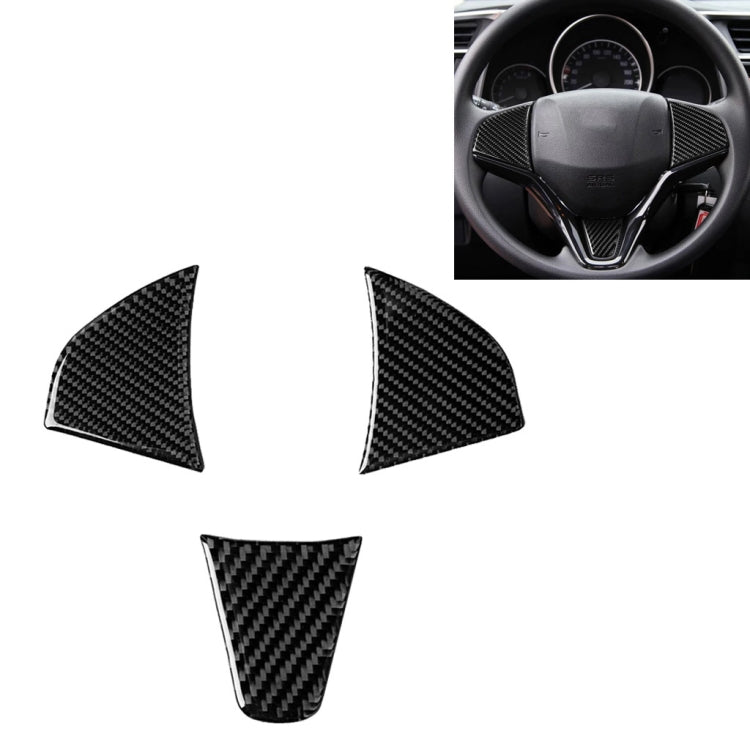 3 in 1 Car Carbon Fiber Steering Wheel Button Decorative Sticker for Honda Fit, Left and Right Drive Universal by buy2fix