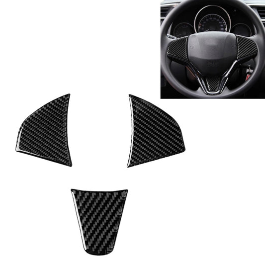 3 in 1 Car Carbon Fiber Steering Wheel Button Decorative Sticker for Honda Fit, Left and Right Drive Universal by buy2fix