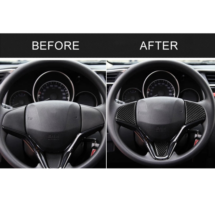 3 in 1 Car Carbon Fiber Steering Wheel Button Decorative Sticker for Honda Fit, Left and Right Drive Universal by buy2fix