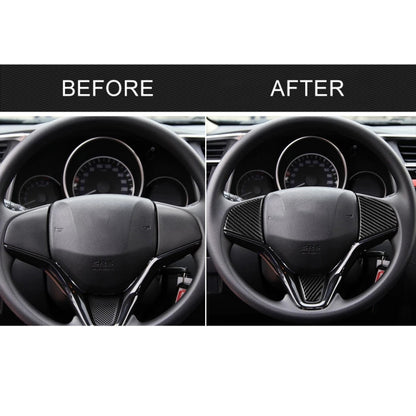 3 in 1 Car Carbon Fiber Steering Wheel Button Decorative Sticker for Honda Fit, Left and Right Drive Universal by buy2fix