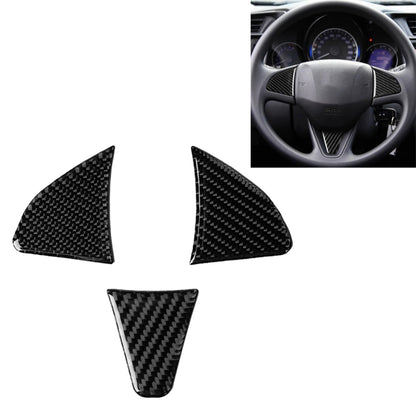 3 in 1 Car Carbon Fiber Steering Wheel Button Decorative Sticker for Honda Fit, Left and Right Drive Universal by buy2fix
