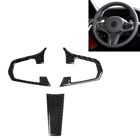 3 in 1 Car Carbon Fiber Solid Color Steering Wheel Button Decorative Sticker for BMW 5 Series G30 X3 G01, Left and Right Drive Universal by buy2fix