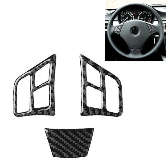 3 in 1 Car Carbon Fiber Solid Color Steering Wheel Button Decorative Sticker for BMW 3 Series E90 2005-2012, Left and Right Drive Universal by buy2fix