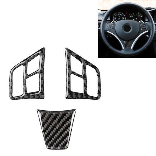 3 in 1 Car Carbon Fiber Solid Color Steering Wheel Button Decorative Sticker for BMW 3 Series E90 2005-2012, Left and Right Drive Universal by buy2fix