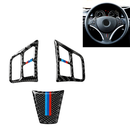 3 in 1 Car Carbon Fiber Tricolor Color Steering Wheel Button Decorative Sticker for BMW 3 Series E90 2005-2012, Left and Right Drive Universal by buy2fix