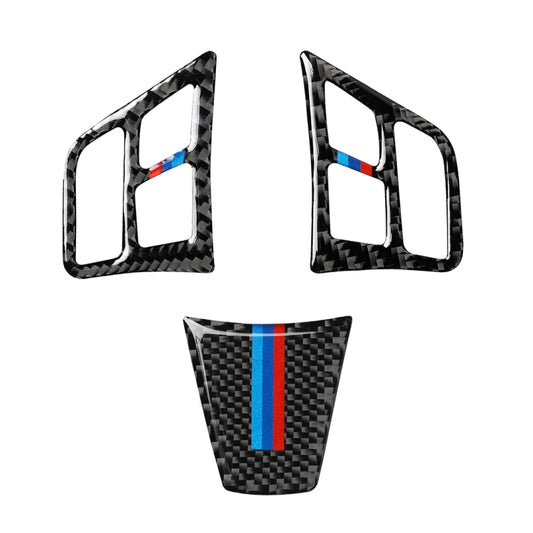 3 in 1 Car Carbon Fiber Tricolor Color Steering Wheel Button Decorative Sticker for BMW 3 Series E90 2005-2012, Left and Right Drive Universal by buy2fix