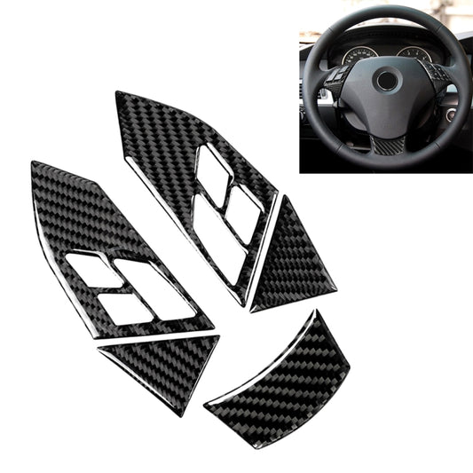 5 in 1 Car Carbon Fiber Solid Color Steering Wheel Button Decorative Sticker for BMW 5 Series E60 2004-2010, Left and Right Drive Universal by buy2fix