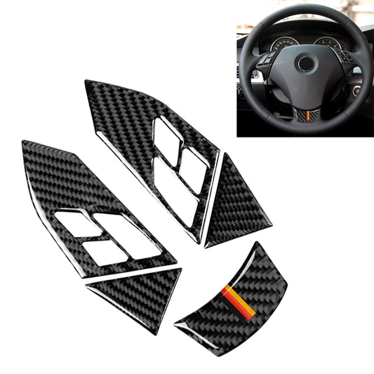 5 in 1 Car Carbon Fiber Germany Color Steering Wheel Button Decorative Sticker for BMW 5 Series E60 2004-2010, Left and Right Drive Universal by buy2fix