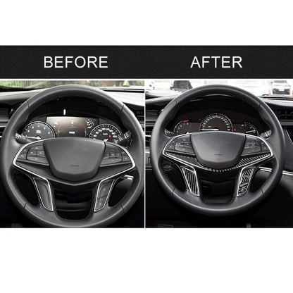 4 in 1 Car Carbon Fiber Steering Wheel Button Decorative Sticker for Cadillac xt5 2016-2017, Left and Right Drive Universal - Car Interior Mouldings by buy2fix | Online Shopping UK | buy2fix