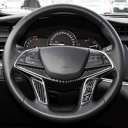 4 in 1 Car Carbon Fiber Steering Wheel Button Decorative Sticker for Cadillac xt5 2016-2017, Left and Right Drive Universal - Car Interior Mouldings by buy2fix | Online Shopping UK | buy2fix