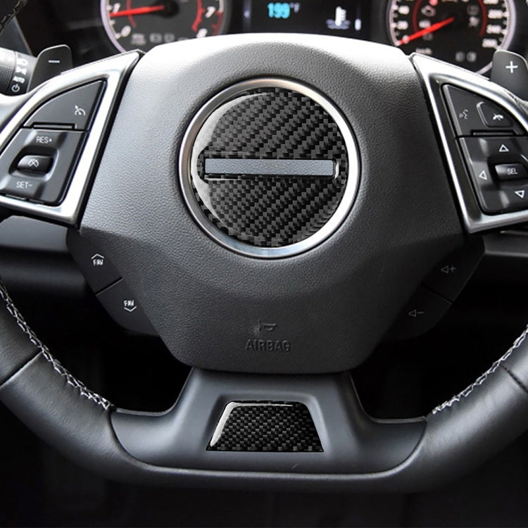 2 in 1 Car Carbon Fiber Steering Wheel Button Decorative Sticker for Chevrolet Camaro 2017-2019, Left and Right Drive Universal by buy2fix