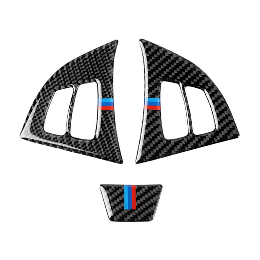 3 in 1 Car Carbon Fiber Tricolor Steering Wheel Button Decorative Sticker for BMW E70 2008-2013 X5, Left and Right Drive Universal by buy2fix