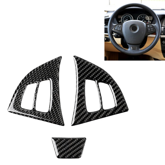 3 in 1 Car Carbon Fiber Solid Color Steering Wheel Button Decorative Sticker for BMW E70 2008-2013 X5, Left and Right Drive Universal by buy2fix